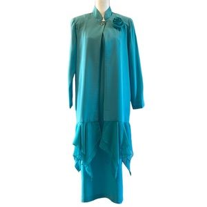 NWT Tally Taylor Paris Rome Fancy Sleeveless Sheath Dress Duster & Brooch Sz 6